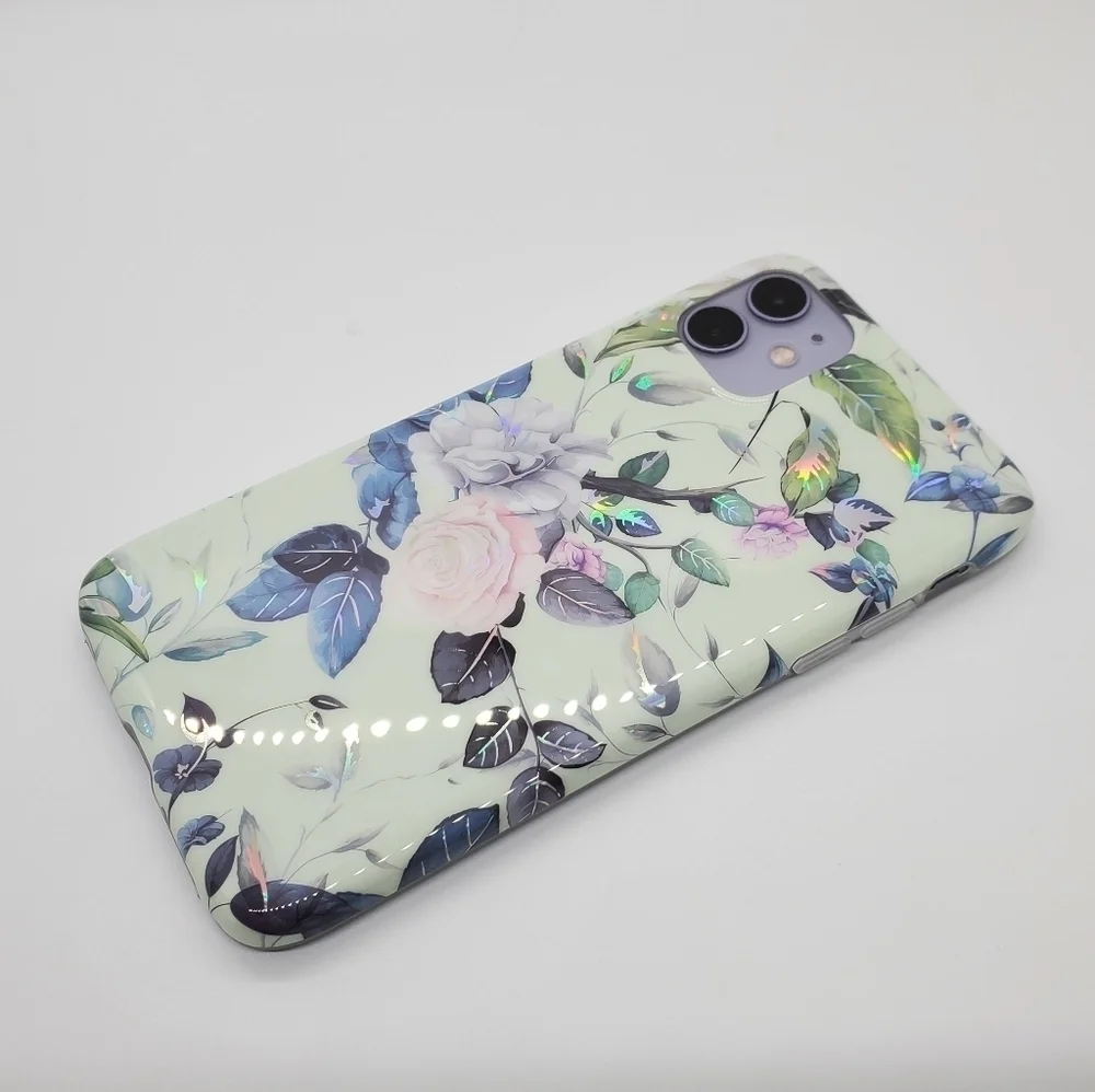Floral iPhone 11 Case iPhone 12 Pro Max Case Floral laser Holographic - Picture 6 of 8